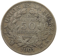 BOLIVIA 50 CENTAVOS 1901 MM  #t060 0381 - Bolivia