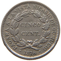 BOLIVIA 5 CENTAVOS 1876 COCHABAMBA #t060 0329 - Bolivië