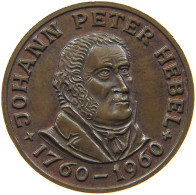 BRD MEDAILLE KREUZER 1960 JOHANN PETER HEBEL 1760-1960 #sm02 0177 - Autres & Non Classés