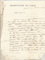 ANCIENNE LETTRE ARCHEVECHE DE PARIS SIGNATURE A DECHIFFRER DATE 1818 N°102 - Personnages Historiques