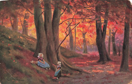 PEINTURES - TABLEAUX - Petites Filles Dans La Forêt - Colorisé - Carte Postale Ancienne - Anges