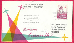 FINLAND - FIRST CARAVELLE FLIGHT FINNAIR FROM HELSINKI TO HAMBURG *1.4.60* ON OFFICIAL COVER - Brieven En Documenten