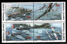 Marshall Islands 1992 Yv. 413-16, WWII, World War II, Coral Sea Battle, Airplane Fighters - MNH - Marshallinseln