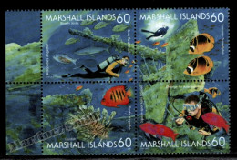 Marshall Islands 1997 Yv. 832-35, Sea Fauna (III), Fish, Scuba Diving - MNH - Marshall