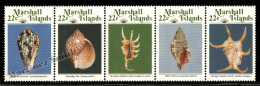 Marshall Islands 1987 Yv. 156-60, Sea Fauna, Shells - Strip - MNH - Marshall