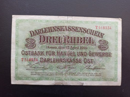 Billet Allemagne 3 Rubel  17/04/1916 - Sonstige & Ohne Zuordnung