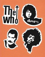 758> N° 4 ADESIVI : JIMI HENDRIX / THE WHO / THE DOORS Jim Morrison / QUEEN Freddy Mercury - Varia