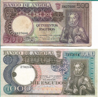 Angola , 1973 , 500$00 , 1000$00  ,  Luiz De Camões , Used Banknote - Angola