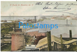 217453 PARAGUAY ASUNCION PORT EL PUERTO & SHIP VISTA PARCIAL BREAK POSTAL POSTCARD - Paraguay