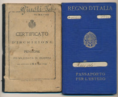 ITALIE - Passeport 1930 Et Carnet De Pensionné Même époque - Cachet Consulat Italien De Marseille - Historical Documents