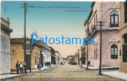 217472 PARAGUAY ASUNCION CALLE PALMAS HOTEL HISPANO AMERICANO & BAZAR CIRCULATED TO URUGUAY POSTAL POSTCARD - Paraguay