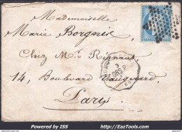 FRANCE N°60A SUR LETTRE AVEC CONVOYEUR DE STATION BOURG LA REINE LIGNE 310 ORS.P. - 1871-1875 Cérès