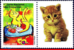 Ref. BR-2913-2 BRAZIL 2004 - CATS, 2003,PERSONALIZED MNH, ANIMALS, FAUNA 1V Sc# 2913 - Personalisiert