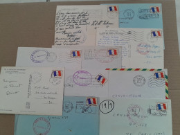 Ensemble De 10 Timbres FM Drapeau Tricolore Sur Lettre Carte Ou Enveloppe Avec Cachet Militaire De Franchise - Sellos De Franquicias Militares