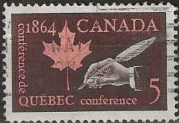 CANADA 1964 Centenary Of Quebec Conference - 5c - Maple Leaf And Hand With Quill Pen FU - Used Stamps