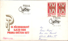 TCHECOSLOVAQUIE LETTRE FDC POUR LA FRANCE 1977 - Briefe U. Dokumente