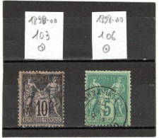 FR 1898-00 YT N° 103-106(type 2) Oblitérés - 1898-1900 Sage (Type III)