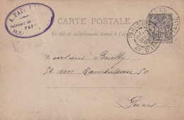 Entier CP-1895- Type Sage 10c Noir  De PARIS 65 (13°)  Pour PARIS..Cachet  10-Sept-1895....PAPILLE Fils..chaussures - Standaardpostkaarten En TSC (Voor 1995)