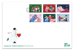 IRELAND 2023 Christmas,Tree,Mary, Mother Of Jesus Christ, Gift,Snow,Festival, Postbox, Snowman, FDC Cover (**) - Storia Postale