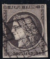 France N°3c - Gris-noir - Oblitéré - TB - 1849-1850 Cérès