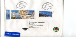 CANADA -  Affranchissement Sur Lettre Pour La Tunisie - Chiens De Traineau / Service Postal / J.O. Vancouver - Cartas & Documentos