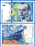 France 50 Francs 1999 NEUF UNC Serie V Que Prix + Port Saint Exupery Frcs Frc Paypal Bitcoin OK - 50 F 1992-1999 ''St Exupéry''