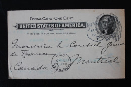 28/2/1899 CP  ONE CENT  "JEFFERSON" NEW-YORK  MARQUE P POUR MONTREAL CANADA CAD DU 1-MAR 1899 TB... - ...-1900