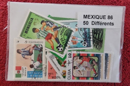 FOOTBALL Coupe Du Monde MEXICO 86. Lot De 50 Timbres Poste Tous Différents - 1986 – Messico