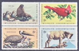 USA 1972 Wildlife Conservation - Block Of 4 MNH** Scott No. 1464-1467a - Unused Stamps