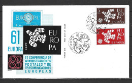 ESPAGNE. N°1044-5 De 1961 Sur Enveloppe 1er Jour. Europa'61. - 1961