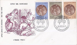 VATICAN N° 390/391/392 S/L. DU 22.11.63   1° JOUR - Storia Postale