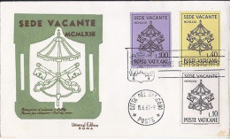 VATICAN N° 380/381/382 S/L. DU 15.6.63   1° JOUR - Lettres & Documents