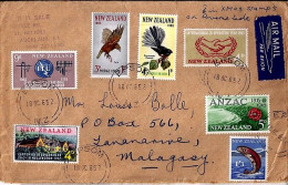 Nlle ZELANDE N° 429/30/31/27/32/26/393 S/L. DE EPSOM/18.10.65 POUR MADAGASCAR - Storia Postale