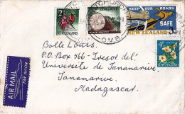 Nlle ZELANDE N° 420/392/386/388 S/L. DE CHRISTCHURCH/15.7.64 POUR MADAGASCAR - Covers & Documents