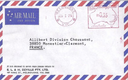 AUSTRALIE N° EMA 0,35 S/L. DE MELBOURNE/29.1.75 POUR LA FRANCE - Storia Postale