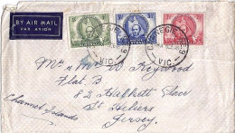 AUSTRALIE N° 152/153/154 S/L. DE CARNEGIE/5.12.48 POUR JERSEY - Lettres & Documents