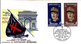 Nlles HEBRIDES FRANCE 30° ANN. DU RALLIEMENT AU Gal DE GAULLE/20.7.70  - Cartas & Documentos