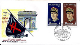 Nlles HEBRIDES ANGLETERRE 30° ANN. DU RALLIEMENT AU Gal DE GAULLE/20.7.70  - Covers & Documents