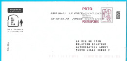 PostRéponse Lettre Prioritaire Marianne Ciappa Phil@poste Asso La Mie De Pain Lille Toshiba - PAP: Antwort/Ciappa-Kavena