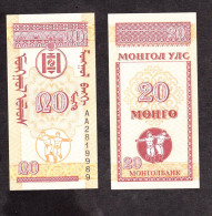 MONGOLIA 20 MONGO  1993  PIK 50 FDS - Mongolie