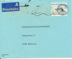 Greenland Cover Sent To Denmark 25-1-1993 Single Franked The Flap On The Backside Of The Cover Is Missing - Lettres & Documents