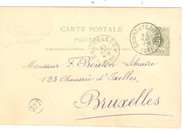 SP885/ Entier CP 5C Lion écrit De La Roche-Court St.Etienne Th.Lockert Obl. Court St.Etienne 1888 > BXL C. D'arrivée - Landelijks Post