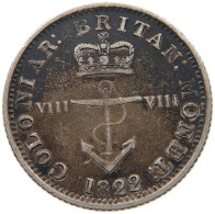 BRITISH WEST INDIES 1/8 DOLLAR 1822 George IV. (1820-1830) #t111 1225 - Antilles
