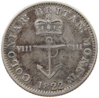 BRITISH WEST INDIES 1/8 DOLLAR 1822 George IV. (1820-1830) #t112 0175 - Antille