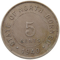 BRITISH NORTH BORNEO 5 CENTS 1940  #t098 0349 - Colonies