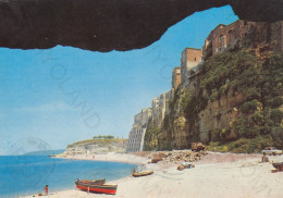 CARTOLINA  TROPEA,VIBO VALENTIA,CALABRIA-LA SPIAGGIA DEL MARE PICCOLO-LUNGOMARE,SOLE,ESTATE,BELLA ITALIA,VIAGGIATA 1974 - Vibo Valentia