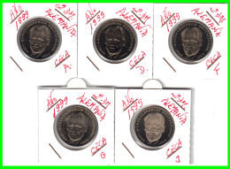 ALEMANIA  SERIE 5 MONEDAS DE 2.00 DM AÑO 1999 - CECAS - A - D - F - G - J . DE - WILLY BRANDT - SIN CIRCULAR PROOF - 2 Mark