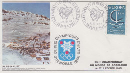 Enveloppe    FRANCE      CHAMPIONNATS  DU  MONDE   De   BOBSLEIGH      L' ALPE  D' HUEZ   1967 - Hiver
