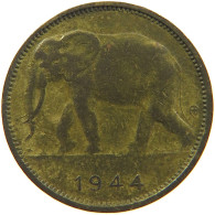 CONGO BELGIAN FRANC 1944  #a069 0837 - 1934-1945: Leopoldo III