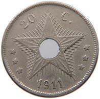 CONGO BELGIAN 20 CENTIMES 1911  #a062 0127 - 1910-1934: Alberto I